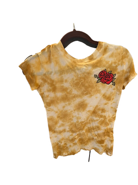 AEROPOSTALE Baby Tee Rose Duo Tie-Dye Graphic  Cotton Blend  T-Shirt